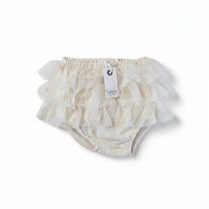 TOCOTO VINTAGE - RUFFLED BLOOMER - COTTON/LINEN - LIGHT CREME - NWT